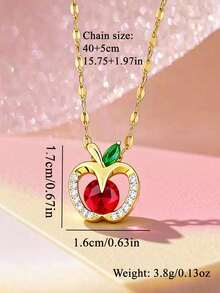 A Charming Vintage Micro - Inlaid Large Red Apple Necklace, A Classic European And American Anniversary Gift - Multicolor - View 11
