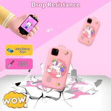 儿童学习玩具手机，触摸屏显示，高清双摄像头，硅胶保护套，寓教于乐的旅行玩具，多种游戏选择，多功能特性包括闹钟、日历和计时器，是3-12岁儿童理想的节日和生日礼物。 - 彩色 - 查看 9