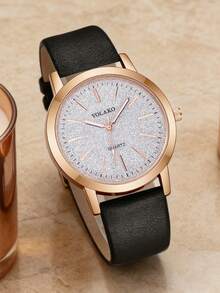 Bộ 5 chiếc đồng hồ nữ thời trang dây thép tròn, mặt tròn đa năng, có thể phối cùng vòng tay, dây chuyền, bông tai và các loại trang sức khác để tạo thành bộ trang sức, phù hợp cho đeo hàng ngày, các sự kiện trang trọng và các dịp khác, là món quà tuyệt vời dành cho phụ nữ. - màu đen - Xem 3