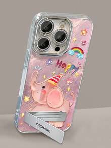 1个烫金大象手机壳，适用于苹果11/12/13/14/15/16/17 Pro Max - 粉色 - 查看 2