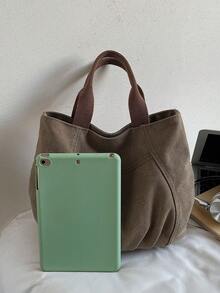 peach tree 女士休闲托特包，简约纯色手提包，男女通用单肩包，大容量多口袋多功能随身包，适合度假、旅行、送礼、返校、大学、情人节等场合。 - 彩色 - 查看 5