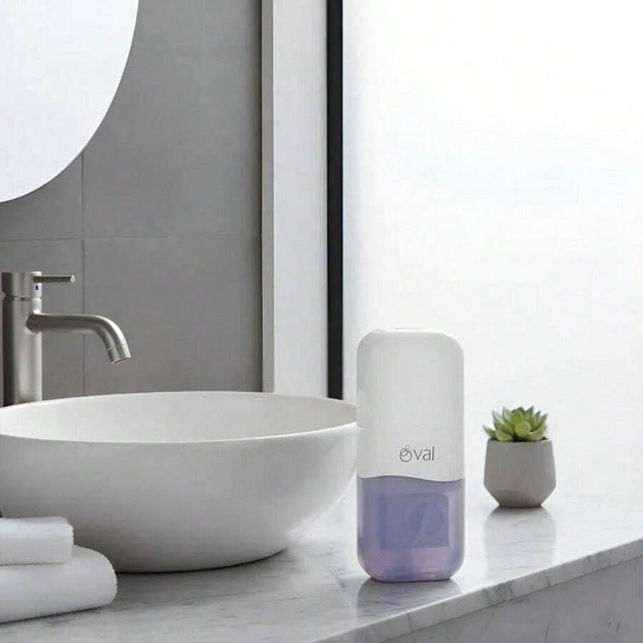 OVAL - Nuevo Dispensador de Jabón Líquido Automático Jabonera Automática Rellenable Capacidad 1 Lt Plástico ABS Uso Rudo Jabonera de Sensor Inteligente Color Blanco Montaje en Pared - blanco - Ver 1