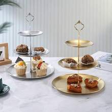 1件金色不锈钢双层蛋糕架/不锈钢蛋糕架/展示塔/甜点盘/展示架/蛋糕架/圣诞节/婚礼/多层甜点架/开斋节/情人节/复活节（美国节日）/首饰托盘 - 金色 - 查看 3