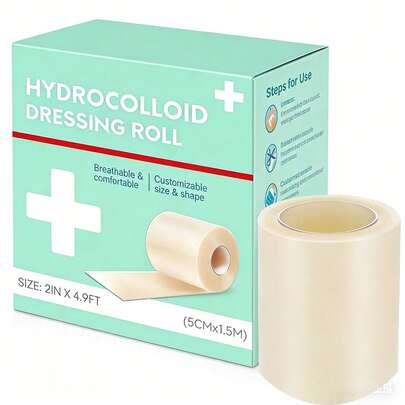 Hydrocolloid Roll For Scar Covering Patch Wound Care - Cut-To-Size, Waterproof Hydrocolloid Bandages Roll With Self-Adhesive, Ultra Absorbent & Flexible, 5cm X 150cm