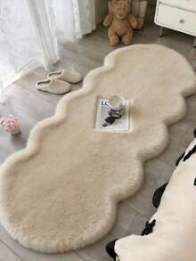 1pc Solid Color Asymmetrical Faux Fur Rug, Cozy Decor For Kids Room, Living Room Small Carpet, Bedroom Rug, Home Decor, Outdoor Carpet, Washable - Multicolor - View 6