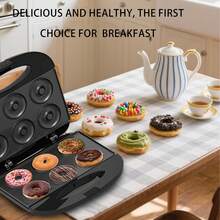 SOKANY 08042 甜甜圈機早餐機 750W 高功率 雙面加熱 鋁製機身 實體不沾塗層 LED 燈光 適用於自製甜甜圈、蛋糕、麵包等 廚房神器 烘焙必備 - 查看 1