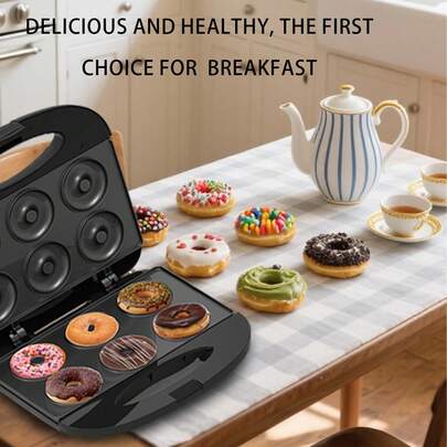  SOKANY 08042 Donut Maker, Breakfast Machine, 750W High Power, Dual-Sided Heating, Aluminum Material With Non-Stick Coating + LED Light, Suitable For Homemade Donuts, Cakes, Breads, Essential Baking Appliance For Kitchen