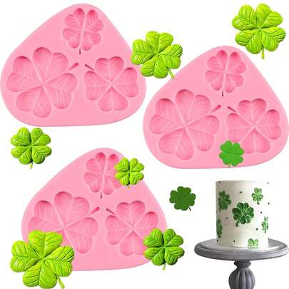 1/3pcs Clover Soft Candy Mold, Lucky Flower Chocolate Cake Decor Silicone Mold, Suitable For Cupcake Decoration, Candy, Cookies, Mousse, Butter, Gum, Fruit Jam, Dough, Resin, Clay Products
