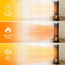 25" 1500W Tower Space Heater With 4 Modes, 3D Flame, LED Display, Tower Heater With 70 °Oscillation, 24 Hour Timer And Child Lock, For Living Room, Office, Bathroom (Black) - Xem 2