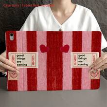 1 Pc Retro Stripe & Positive Quote Protective Tablet Case - Ideal For Sweet & Optimistic Style Enthusiasts With Pen Holder Compatible With IPad 10.9/10.2/ Air 5th Gen/Pro11/10th/9.7/Air 2/IPad (7th Gen)/ IPad (8th Gen)/IPad Air 4/5/IPad Pro 11/IPad 10th Generation 10.9-Inch 2022 Smart Case/IPad Air 13(M3 2025)/IPad Air 11(M3 2025)/IPad Air 11(M3 2025)/IPad 11(A16 2025)/Galaxy Tab S10+/S9/A9, Auto Sleep/Wake Function - Multicolor - View 6