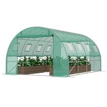 LILIIN Szklarnia foliowa 3 x 2/4/6/8 x 2 m, pomidorownia z ocynkowaną ramą stalową, szklarnia foliowa z oknami i drzwiami zamykanymi na zamek, szklarnia ogrodowa do warzyw i roślin, zielona - 3x4m - Zobacz 2