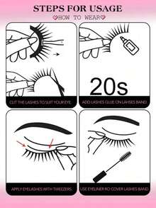 7 Pairs Mkhlina Natural Half-Strip Fake Lashes, Cartoon Eye Makeup, Delicate 3D Faux Mink False Eyelashes, Soft Fake Eyelash Strips - Half Eye-Cross - View 9