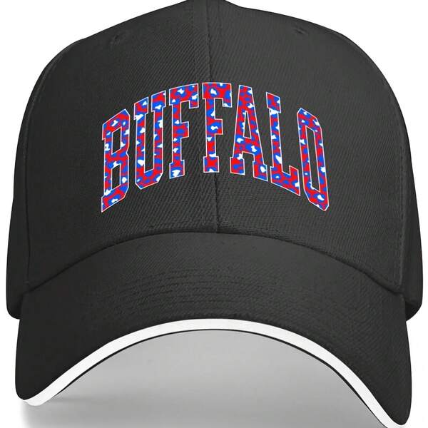 Vintage  Versatile Casual Sandwich Baseball Cap |   Leopard Buffalo Football Fan, Breathable, All-Season, Three-Layer Material Brim, Dome Style