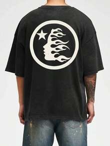 Star Print Tee Shirt, Tees For Men, Casual Short Sleeve T-Shirt For Summer GUDS - màu đen - Xem 3