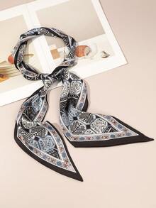 1件时尚百搭女士配饰，格子印花缎面长围巾/头巾 - 彩色 - 查看 10