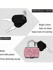 Mini Sparkling Crystal Key Lock - Metal Small Lock With 2 Keys, No Assembly Required, Luggage Lock With Keys, Small Luggage Padlock, Metal Key Lock For Luggage, Gym Locker, Bags, School, Gym, Classroom, Matching Games, Travel Backpacks, Thanksgiving, Christmas, Easter Gifts - A - View 7