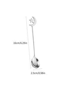 2/4/6/8/12pcs Stainless Steel Coffee Spoons, Moon & Star Shaped Dessert Spoons, Suitable For Afternoon Tea, Ramadan Gift - Silver - View 2