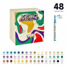 Set de 12/24 colores de rotuladores de pintura acrílica, sistemas de color clásicos, metálicos, macarons y tonos de piel disponibles, suministros de arte y pintura para estudiantes, opacos, lavables y de secado rápido - Marcador líquido recto - Ver 15