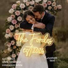 Anpassad neonskylt, lämplig för rumsdekor, bröllopsdekor, storlek 5 tum - 35 tum, batteridriven (ingen kontakt) eller USB-driven, personlig LED-neonskylt, alla hjärtans dag-present, bröllopsbakgrundsdekor, sovrumsdekor neonljus - Neonskylt för bröllop stor storlek 2 - Visa 5