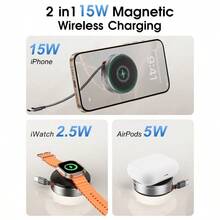 3-In-1 Retractable Magnetic Wireless Charging Holder For Phone, Watch And Earphones, Made Of Zinc Alloy Metal - A - View 6