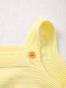 Baby Girls' Lightweight Knit Floral Embroidered Sleeveless Romper, Summer - Yellow - View 2