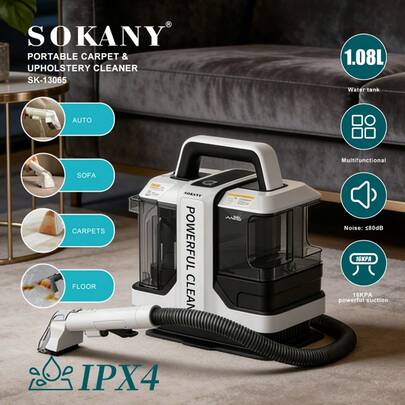  [1800W Succión Potente + 16kPa Alta Succión] SOKANY 13065 Limpiador de Telas y Aspiradora, Quitamanchas para Alfombras y Sofás