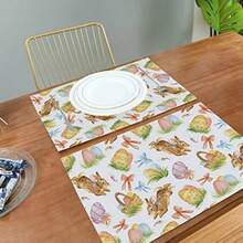 Easter Placemats Set Of 6 Watercolor Easter Rabbit Egg Placemat Table Place Mats For Dining Kitchen Table Washable - Pattern4 - View 4