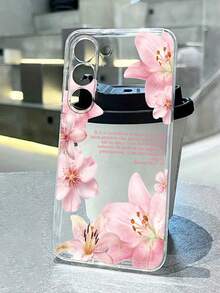Lily Painted Anti-Drop Transparent Fashionable Minimalist Protective Phone Case Compatible With IPhone 17/17 Pro, 16/15 XR/7/8, 16 Pro Max, 13/14/11/12 Pro Max, Galaxy, Compatible With Redmi 10/9/Note 9/12C/Note 11 Pro/Note 8 Pro/9C/9A - Multicolor - View 1