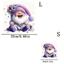 1pc/2pcs/3pcs Durable Long-Lasting Heat Transfer Stickers With Laughing Purple Gnome Patch, For DIY On T-Shirts, Sweatshirts, Jeans, Hoodies, Backpacks, Jackets, Handbags, Pillows - L - View 4