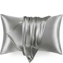 2 luksusowe, jedwabiste, miękkie poszewki na poduszki – oddychające i przyjazne dla skóry, przyjemne w dotyku, z jednokolorowym zapięciem kopertowym – nadają się do prania w pralce, poszewki na poduszki dla jednej osoby o satynowym wykończeniu, prezent świąteczny, odpowiednie na każdą porę roku - Wielokolorowe - Zobacz 12