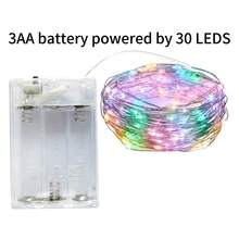 2m 20 LEDs, 3m 30 LEDs, 4m 40 LEDs, 5m 50 LEDs AA Battery Powered Fairy Lights, Suitable For Wedding, Holiday, Bedroom, Party, Atmosphere, Bedside, Room, Decorative Lighting - Color - View 7