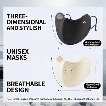 Varm ansiktsmask för höst/vinter, dammtät och köldtät, cykelmask för kvinnor, tjock varm ansiktsmask i fleece, tjock vindtät och köldtät, andningsbar 3D-ansiktsmask