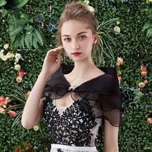 1pc Bridal Shawl Veil, Thin Wedding Shawl, One Shoulder Bridal Shawl, Suitable For Wedding Gown, Evening Dress, Cardigan - Multicolor - View 8