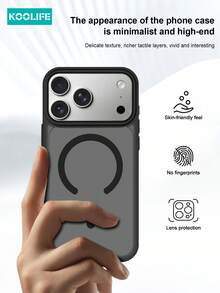 Koolife 1件装苹果17Pro亲肤二合一磁吸手机壳，PC+TPU材质，1.5mm磨砂背板，兼容苹果17ProMax/17/17Pro/17Air/14/14Pro/14ProMax/15/15Pro/15ProMax/16/16Pro/16ProMax/16e - 黑色+蝴蝶配件 - 查看 8