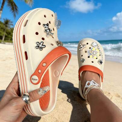 Dép xăng đan đế dày tối giản thoải mái dành cho nữ, dép lê cao gót thời trang ngoài trời đi biển.