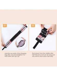 Reusable Large Capacity Foldable Shopping Bag With Handle, Washable Travel Bag, Personalized Mother's Day Flower Gift, Last Minute Gift, Mother's Day Idea, Handmade Mother's Day Card, Best Mother's Day Gifts Under $50, Summer Cooling, Beach, Travel - Multicolor - View 5