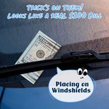 60张停车恶作剧卡片，上面写着“你停车像个傻瓜”，远看像100美元钞票——搞笑停车违规恶作剧卡片，可贴在雨刮器下（3.5 x 2英寸），6种款式，每种10张。 - 彩色 - 查看 4