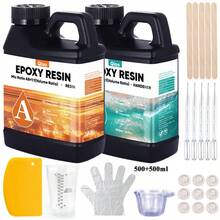 SMI Fine Kit Resin Epoksi Rasio 1:1, Set Resin Transparan Anti-Menguning, Cetakan Pengecoran, Seni Perhiasan DIY - Kuning + Hijau - View 17