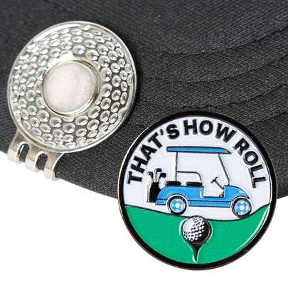 1PC Funny Golf Ball Marker - That's How Roll, Unique Magnetic Hat Clip For Golfers, Cool Golf Accessories For Men Women Golf Lovers, Training Aids For Boys Girl Kids Golfer Gift