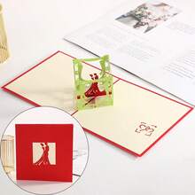 3D Puzzle Creative Ornament, Rose Paper Carving, Lovers Wedding Decor, Valentine's Day - Red - View 4