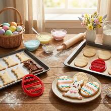 2pcs Easter Cookie Cutters, Rabbit And Egg Shaped Baking Molds, Baking Tools For Easter Holiday Baking - Multicolor - View 7