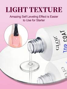 GLOZ 1 Bottle 15ml Glass Top Coat, Long-Lasting Clear Glossy Rubber Top Coat, LED UV Reinforced Nail Gel Top Coat - 無色 - 查看 4