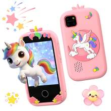 儿童学习玩具手机，触摸屏显示，高清双摄像头，硅胶保护套，寓教于乐的旅行玩具，多种游戏选择，多功能特性包括闹钟、日历和计时器，是3-12岁儿童理想的节日和生日礼物。 - 彩色 - 查看 1