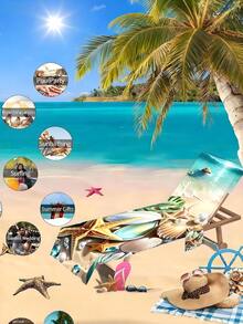 1pc Starfish & Shell Beach Chair Cover/Towel, With Side Pockets, Thick Quick-Dry, Suitable For Lounge Chair, Pool, Sunbathing, Garden, Beach, Hotel, Non-Slip, Travel, Swim Pool Towel, Beach Bag, Back To School, Family & Couple Birthday Gift, Wedding Season, Easter & Christmas Gift - Color 1 - View 9