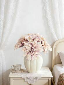 5 pezzi Fiori artificiali di dalia color champagne con steli, fiori finti in seta, piante di simulazione, adatti per decorazione domestica, centrotavola primaverile per tavolo da pranzo, centrotavola da giardino esterno, feste, regali - Colore caffè viola - Visualizzare 8