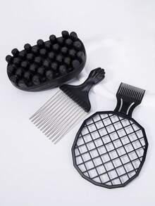 WANMEI Set Of 3 Twist Styling Combs And Brushes, Suitable For African, Curly, Braided, And Short Hair - Bristle Brush And Detangling Comb With Styling Brush (Black/White) - Hair Care Set For Men And Women, Suitable For Braids And Twists - Black - View 10