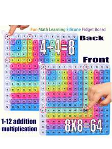 12x12 Double-Sided Printed Math Game Toy, One Side Multiplication, One Side Addition, Colorful Silicone Multiplication Table, Educational Tool For Children, Suitable For Classroom Use - Multicolor - View 13