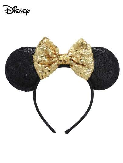 Disney 1个迪士尼卡通可爱亮片蝴蝶结发箍，派对装扮发饰，适用于主题公园、节日表演，适合迪士尼乐园、主题装扮、生日派对，经典卡通形象设计，也是情人节礼物的绝佳选择。