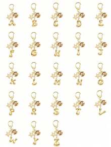 Golden Shell Starfish Bubble Initial A-Z Keychain, Exquisite Bag Pendant, Packaging Accessories, Mobile Phone Pendant, Car Pendant, Unique Mobile Phone Accessories, Simple Design, Suitable For Women's Wallets And Mobile Phone Accessories, Gifts For Friends, Family, Girlfriends, Outdoor Accessories - Multicolor - View 2