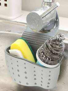 1 件厨房收纳架，可调节卡扣式水槽海绵架，厨房悬挂式沥水篮，厨房小工具 - 多色 - 查看 2